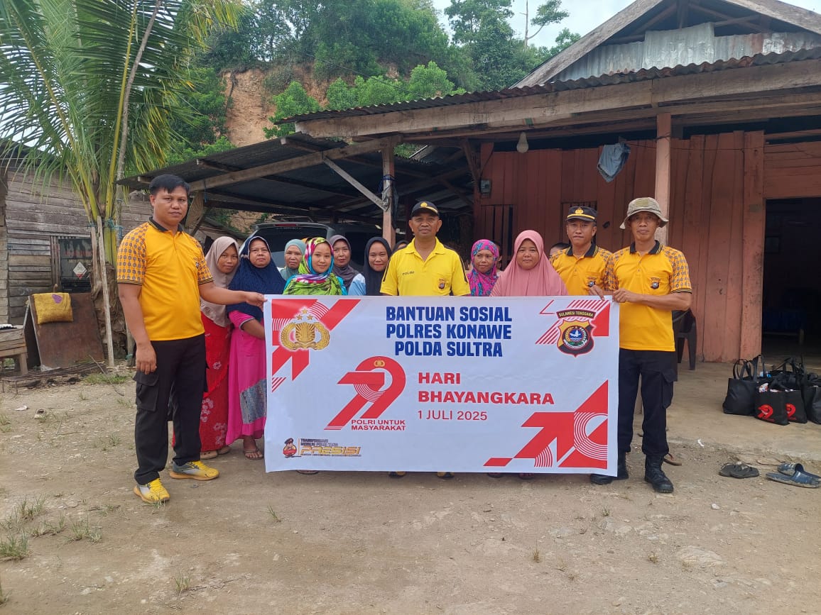 Memperingati Hari Bhayangkara ke-79, Polres Konawe Gelar Lomba Menembak dan Bagikan Bansos Kepada Warga Sekitar