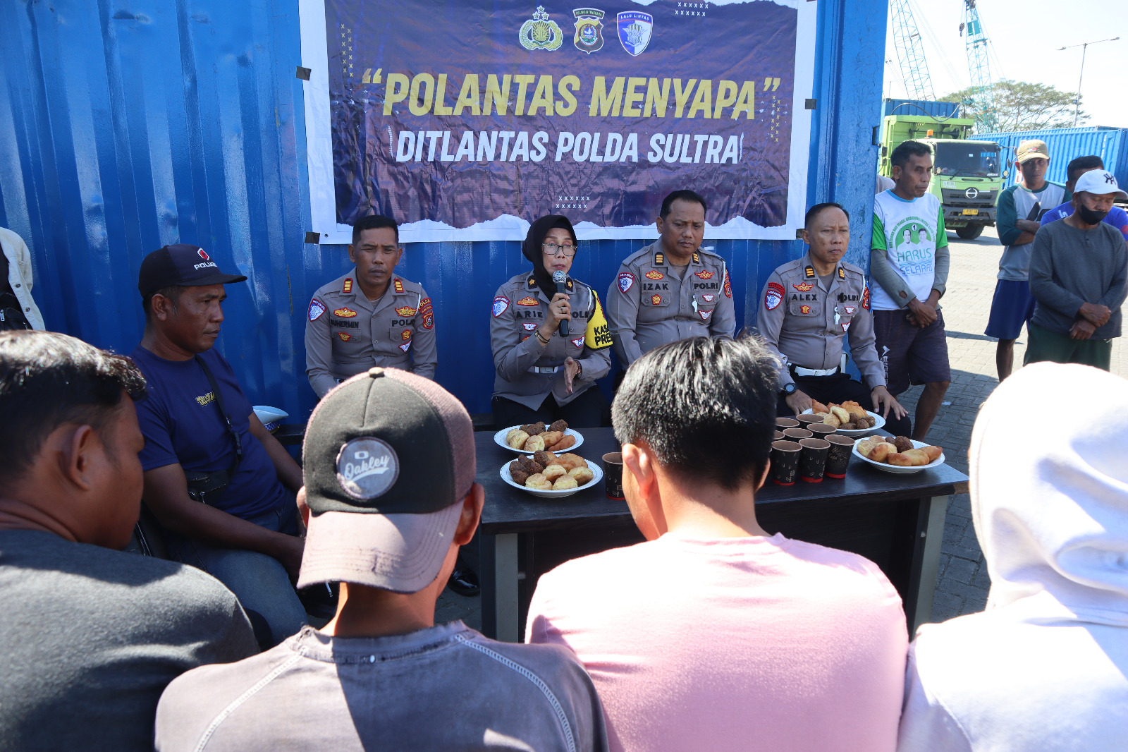 Sosialisasi Kamseltibcarlantas Bersama Komunitas Truk PT. SRILL dan Pembagian Brosur di Jalur By Pass
